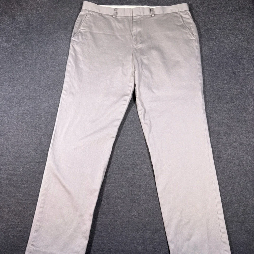 J.Crew Bowery Stretch Pants Mens 36x32 Grey Slim Fit Chino Trousers Cotton Blend